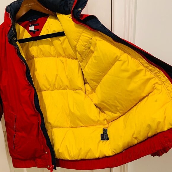VTG Tommy Hilfiger Down Jacket Puffer Mens Large 90s - Picture 8 of 14